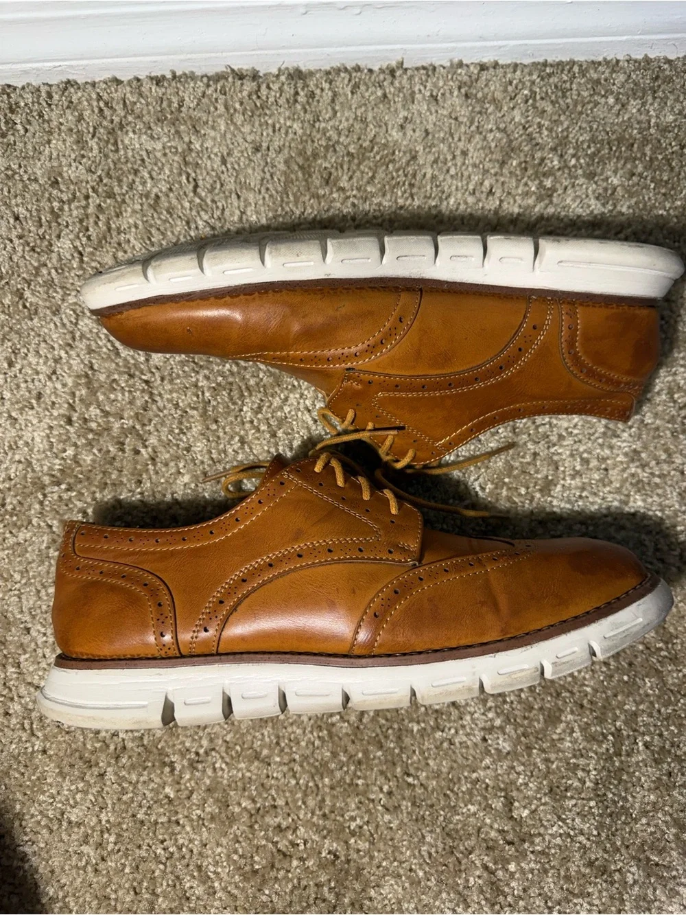 MEN’S NINE WEST GARNET WINGTIP OXFORDS COGNAC BROWN